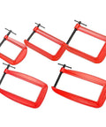 Massive 110mm Jaw G Clamp With Deep Throat For Welding And Woodworking Projects Made From Durable Cast Iron Rust Resistant Orange Finish Heavy Duty C-Clamp For Gluing And Assembly Tasks No Sweat Guarantee - Set of C-Clamps in Red.