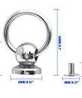 Rock Solid 60 Pack 8mm Screwback Round Head Rivets With Compact Install Screwdriver Tough As Nails Zinc Alloy Silver Fasteners That Lock Down Tight For Garage Grind And Craft Jobs Bang For Your Buck showing dimensions of a rivet with ring and screw.