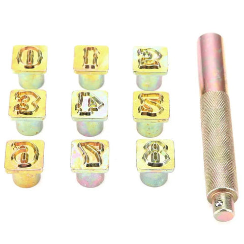 13mm Metal Number Stamp Set 0 to 8 With Knock Hammer, Pro Grade Handheld Stamping Tool