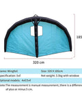 Inflatable Foil Wing For Wind Wing Foiling, 5m2 Handheld Wing With Window Design, blue wing dimensions 320x185 cm.