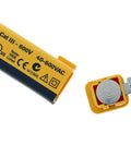 Top Shelf Non Contact Voltage Tester Picks Up 40 To 600 Vac showing yellow casing and battery, ideal for electricians.