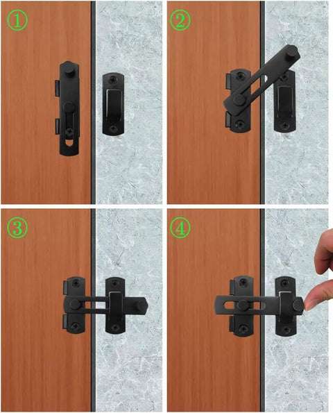 3 Pack Heavy Duty Stainless Steel Door Lock Flip Bolt Latch Set In Black For Doors Cabinets And Barn Style Sliding Doors