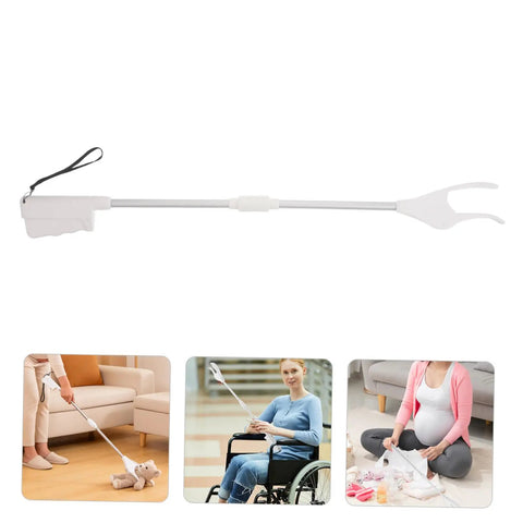 Long Reach Grabber Tool For Seniors 28 Inch Portable Reacher With Non Slip Grip And Stainless Steel Claw Ideal For Kitchen Balcony Home Care Travel The Ultimate Helper For Everyday Tasks At Home And On The Go., white 28-inch reacher with stainless steel claw and loop strap