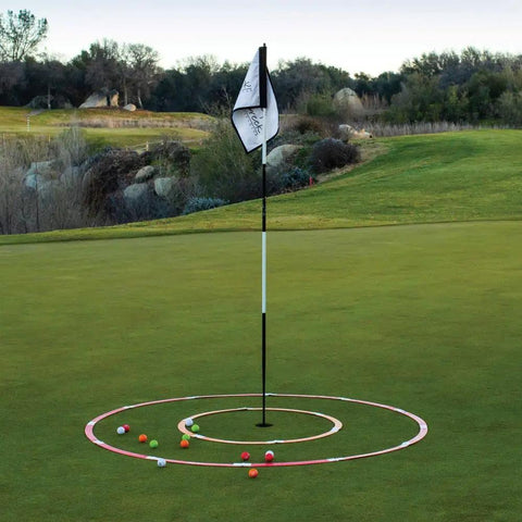 Golf Practice Aids Kit With Chipping Nets, Putting Rings, And Target Rings For Indoor And Outdoor Training on green course