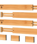 Expandable Bamboo Drawer Dividers Organizer For Big Drawers 17 To 22 Inches Long Adjustable Spring Loaded