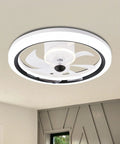Low Profile 20 Inch LED Ceiling Fan With Light, Smart Dimmable Flush Mount Indoor Fan for Bedroom and Kitchen, white blades