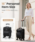 Sydioor 16-inch underseat carry-on luggage with wheels, black softside