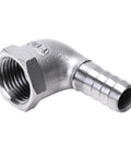 Stainless steel 1/2 in hose barb to 1/2 in female NPT 90-degree elbow pipe fitting