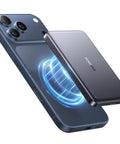 Snag This Ultra Slim Magnetic Wireless Power Bank With 10000mAh Juice And 22.5w Rapid Boost For iPhone 17 16 15 Series attached to a smartphone.