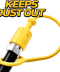 Hydraulic Quick Coupler Dust Cap And Heavy Duty Plug Set For Three Eighths ISO Kubota Tractors And Attachments, yellow cap on hose