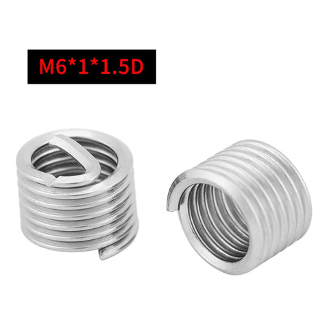 100 Pcs Wire Thread Inserts Kit 304 Stainless Steel M6x1.0x1.5D Thread Repair Inserts For Aircraft And Automotive Repairs Assortment