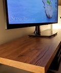 Wood Contact Paper Self Adhesive Wallpaper With Realistic Dope Wood Grain Look For DIY Friendly Home Renovation Brown Yellow Rustic Finish Peel And Stick Removable Shelf Desk Table Cover 472.4 By 17.7 Inches Covers About 58 Sq Ft applied on desk