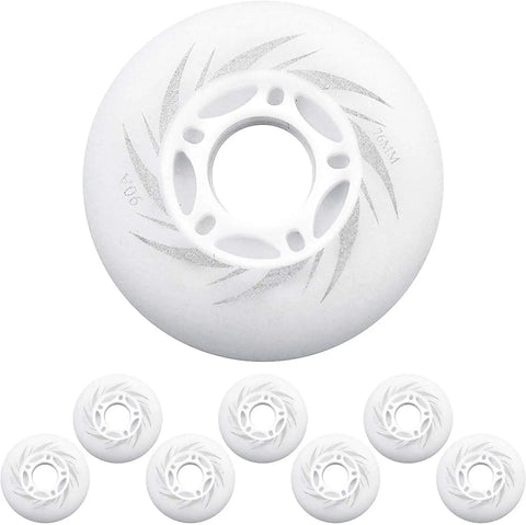 Inline Skate Wheels 8 Pack Replacement Set For Outdoor And Indoor Use, 76mm, Durable PU Wheels With Smooth Bearings