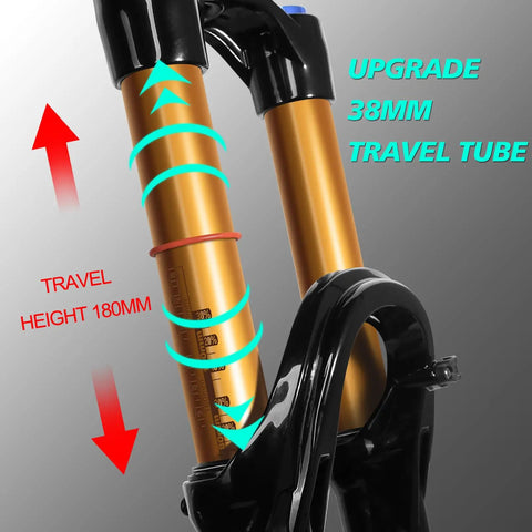 Hard-Hitting 29 Or 27.5 Inch Boost Downhill Air Fork With 180Mm Travel, 38Mm Outer Tubes, showing travel height and details