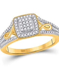 Men's 14KT Yellow Gold Diamond Wedding Band Ring 3/4 CTTW Round Brilliant Machine Set, elegant square design with sparkling diamonds.