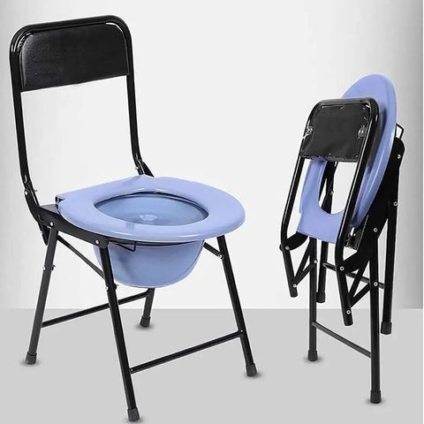 Heavy Duty Steel Frame Folding Commode Chair For Seniors And Mobility Challenges No Sweat Snap Assembly Portable bedside toilet for travel.
