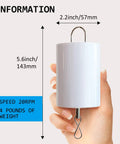 Hand holding Disco Ball Motor For Wind Spinner And Mirror Ball Chimes Hang Display Rotating Motor, dimensions shown