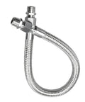 1/2 Inch NPT Male 20 Inch Compressor Jumper Hose With Dual Swivel Fittings, industrial grade stainless steel, heavy duty air line connector.