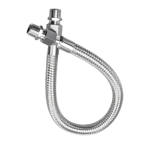 1/2 Inch NPT Male 20 Inch Compressor Jumper Hose With Dual Swivel Fittings, industrial grade stainless steel, heavy duty air line connector.