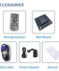 Accessories for 18.5 Inch CCTV Monitor 16 By 9 Screen for Home Security including remote, wall mount, VGA cable, adapter, manual.