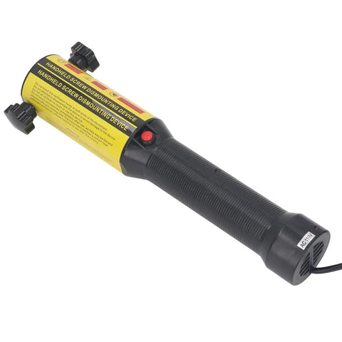 Handheld screw dismounting device showcasing ergonomic grip and control button for heavy duty applications.