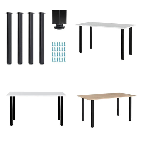 Heavy Duty Adjustable Metal Table Legs 28 Inch For DIY Desks Coffee Tables Dining Tables And Computer Desks With Floor Protectors Industrial Style Support Up To 800lbs Rust Resistant Black Powder Coat Finish with accessories and examples