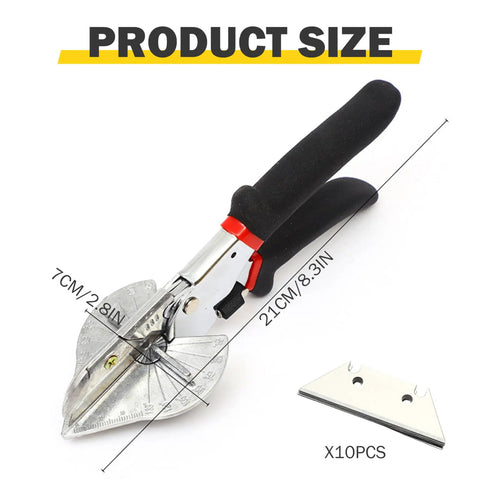 Versatile Miter Shear Cutter With Ten Blades Pro Grade Adjustable 45 To 135 Degree Angles Durable Steel Tool For Wood Trim Molding Crafting And Plastic Cutting Ergonomic Non Slip Grip For Clean Precise Edges, 21cm size with 10 blades