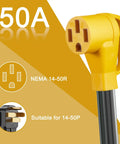 50A plug of 25 Foot EV Charger Adapter Cord 30 Amp Dryer Plug To 50 Amp RV Outlet NEMA 14-30P To 14-50R For Level 2 Charging