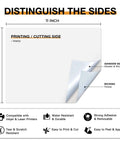 Matte white printable vinyl for inkjet & laser printers, 8.5x11 in, 40 sheets; peeled corner shows adhesive and backing