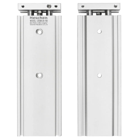 Dual Rod Pneumatic Cylinder 25mm Bore 150mm Stroke Guided Actuator With Magnet PT One Eighth Port Double Acting High Thrust Built For Heavy Duty Non Rotating Slide Bearing Precision Industrial Automation Component, front view.