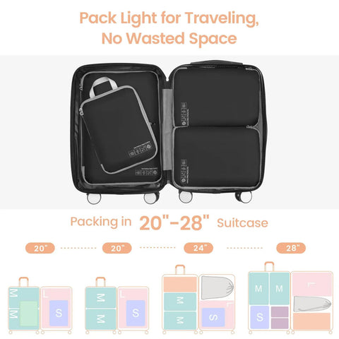 Four Pack Compression Packing Cubes For Travel Lightweight Expandable Luggage Organizers Space Saver For Carry On Suitcases