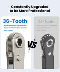 36-tooth ratchet detail from 17in1 Right Angle Ratcheting Screwdriver Set With Bearing Steel, Magnetic Offset Mini Ratchet Wrench