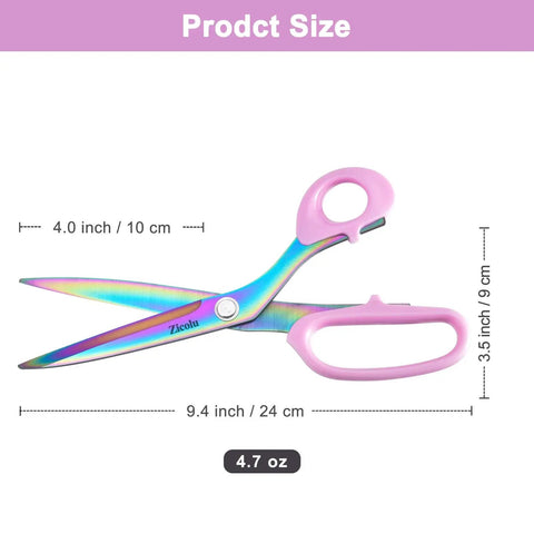 Heavy Duty 9 Inch Titanium Coated Fabric Scissors, All Purpose Sewing Shears For Cutting Fabric Leather Clothes And More, Stainless Steel Professional Tailor Scissors For Home Crafting, Pink, 9.4 inch size