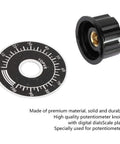 Knurled Potentiometer Knobs Set Five Pcs Pro Grade Volume Control Dials With Digital Scale Plates shown separate