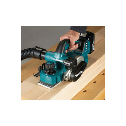 Badass Brushless Cordless Planer With 18v Lithium Power And An 82mm Precision Cutting Width For Sleek Finish Work Job Site Ready Bare Tool Build in use on wood.