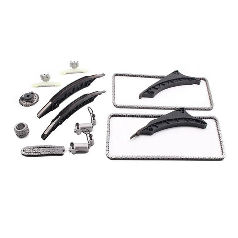 Heavy Duty Timing Chain Tensioner Rail Kit For BMW 550i 750i X5 X6 F02 F10 E70 E71 N63B44A Engine. Solid Alloy Build Keeps Your Ride Running Smoothly Without Squeaks Or Slaps While You Crank That Turbo Power Hard.. timing chain kit parts on white background