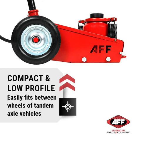 Heavy Duty 22 Ton Axle Jack With Single Stage Air Assist Hydraulic Truck Lift And Three Piece Extension Kit Boasts High Speed Air Motor Slick Rubber Wheels Plus Dead Easy Locking Handle For No Sweat Daily Shop Work