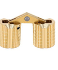 Close-up of a Ten Pack Brass Hidden Cabinet Hinges M8x18mm with Concealed Cylinders showcasing its polished finish and durability