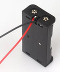 Four Pack Of Hella Reliable AA Battery Holders With Attached Leads And Stainless Steel Contacts For Effortless Power Delivery And A Straight Up No Fuss Housing That Keeps Batteries Securely Locked Away, black plastic holder with red and black wires.
