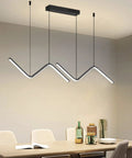 Linear LED Chandelier With Remote Dimmable 35.4 Inch Tunable 3000K-6000K Hanging Light Black Finish over dining table