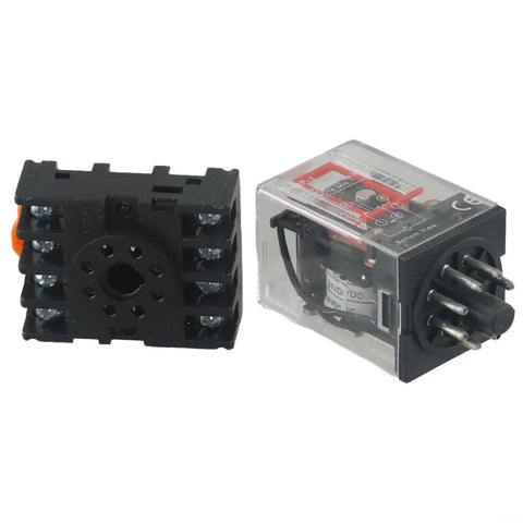 Plug-And-Play 24V DC Relay Kit, 10A High-Current Switch With PF083A 8-Pin Socket Base For Quick Mount, Reliable Power Control In Industrial Automation Panels And Heavy-Duty Equipment, relay and socket base