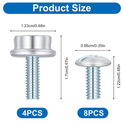Stainless Steel Helmet Screw Kit For Football And Baseball Helmets 12 Piece Back Plate And Visor Screw Set size details