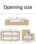 Tough As Nails Self Locking Concealed Wood Door Hinge dimensions diagram showing opening size for installation.