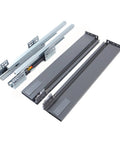 Undermount Drawer Slides Rail For Soft Close Cabinets, Slick Slim Tandem Design, Hidden Install, 45kg Load, gray components
