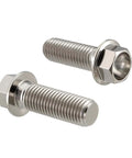 Beast Titanium Flanged Hex Head Bolt M6 x 1.0 x 12mm, 6AL4V Aerospace Grade Ti Fastener, Pack of 5, showing side and top view
