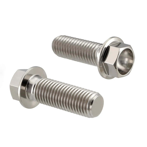 Beast Titanium Flanged Hex Head Bolt M6 x 1.0 x 12mm, 6AL4V Aerospace Grade Ti Fastener, Pack of 5, showing side and top view