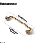 Solid Brass Cabinet Pulls With 5 Inch Hole Centers, Antique Brass Drawer Handles, Ergonomic Wave Design, Measurements Shown