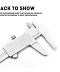 Pro Grade Vernier Caliper In Stainless Steel Hardened Chrome Plated 0 To 8 Inch And 0 To 200 Millimeter Range 0.001 Inch Back View
