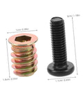 Close-up of 50Pc Wood Threaded Insert Nut Kit With Hex Bolts For Diy Furniture Assembly showing metal insert and hex bolt