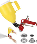 Built Tough Pneumatic Drywall Texture Sprayer Hopper With Bent Tube And No Fuss Top Ups Using 0.8 Gallon Cup And Three Quick Swap Tips for walls and ceilings.